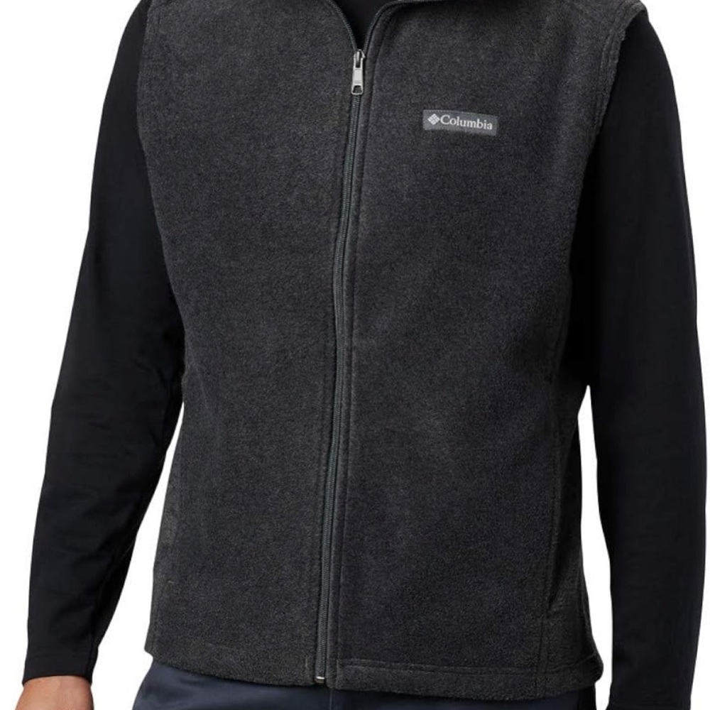 Columbia Dark Heather Gray Fleece Vest Medium